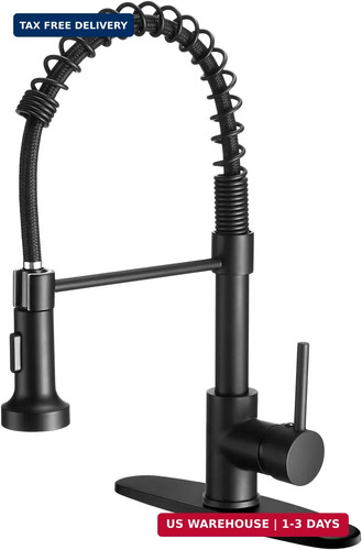 Black kitchen faucet with - with, pull